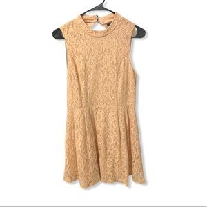 Rhapsody Peach Lace Short Dress (Juniors)